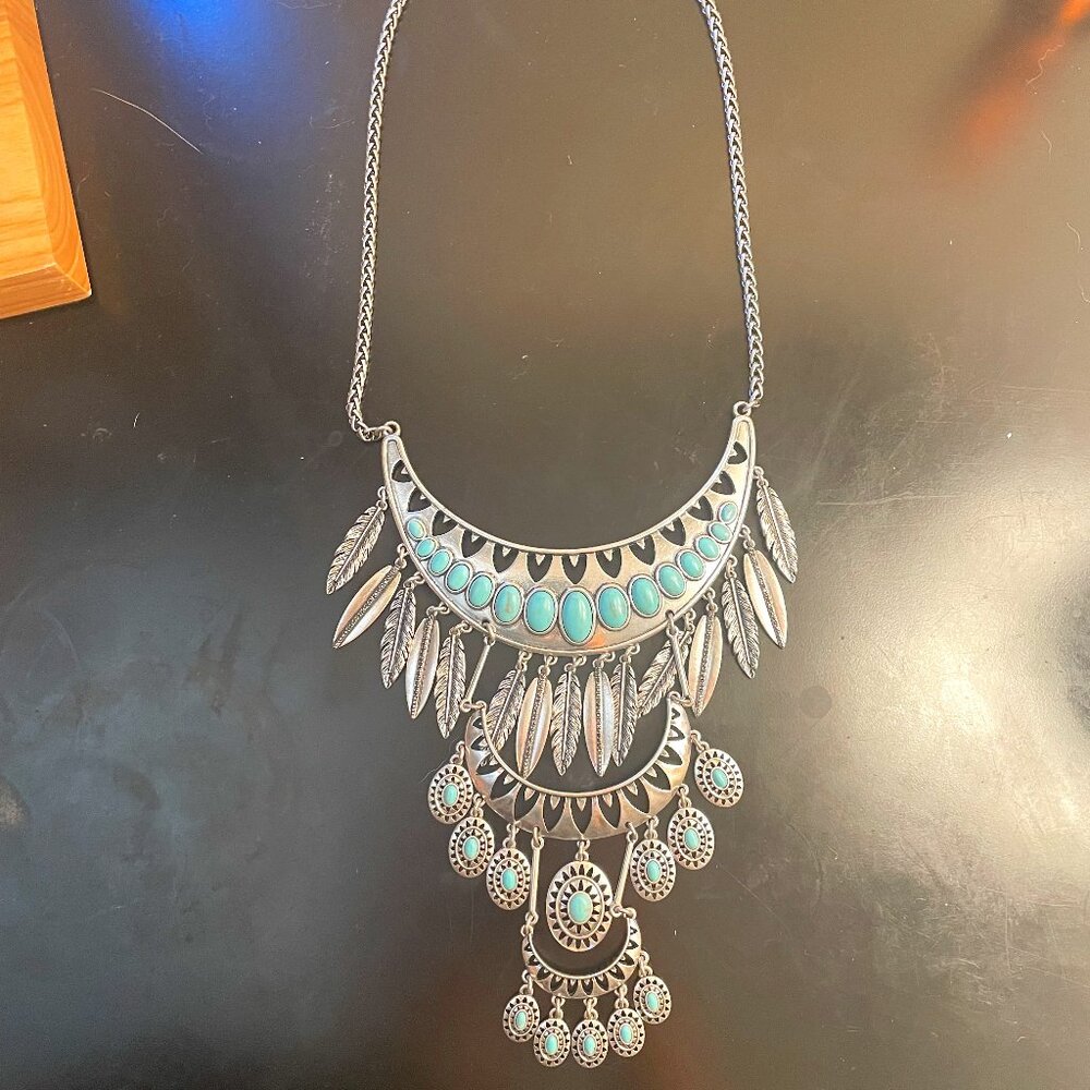 Lucky Brand Silver Plated Turquoise Necklace